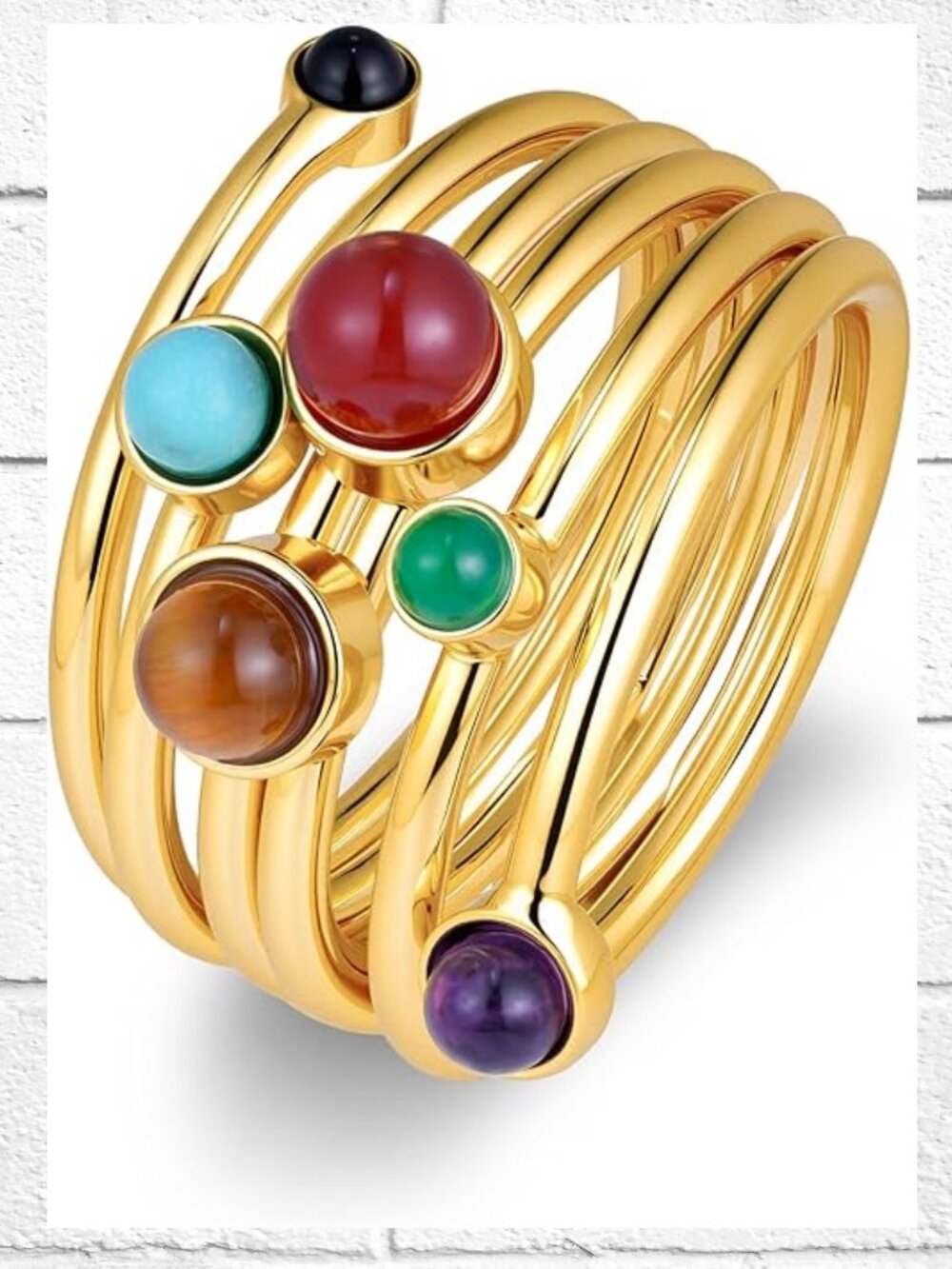 New in Box! Womens 18K Gold-Plated Brass Spiral/Coil Statement Ring - Size 7